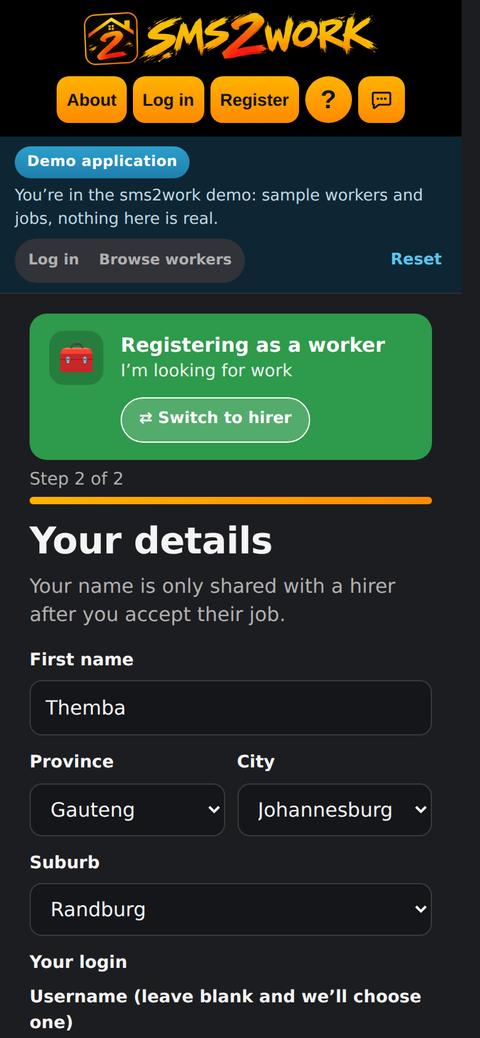 Screen: Add your details on one screen