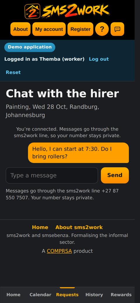 Screen: Accept and chat