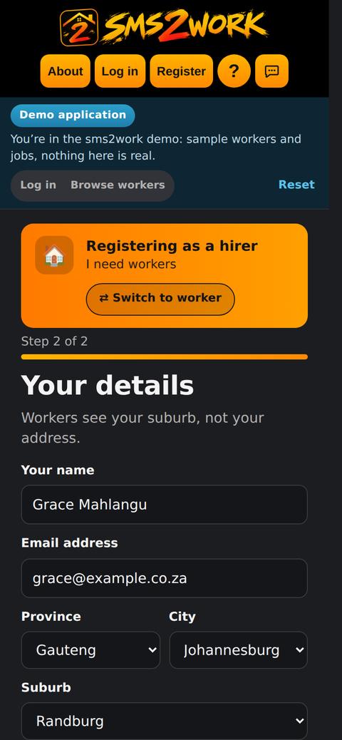 Screen: Register with an ID check