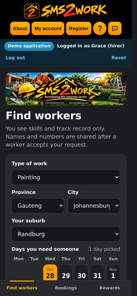 Screen: Find workers