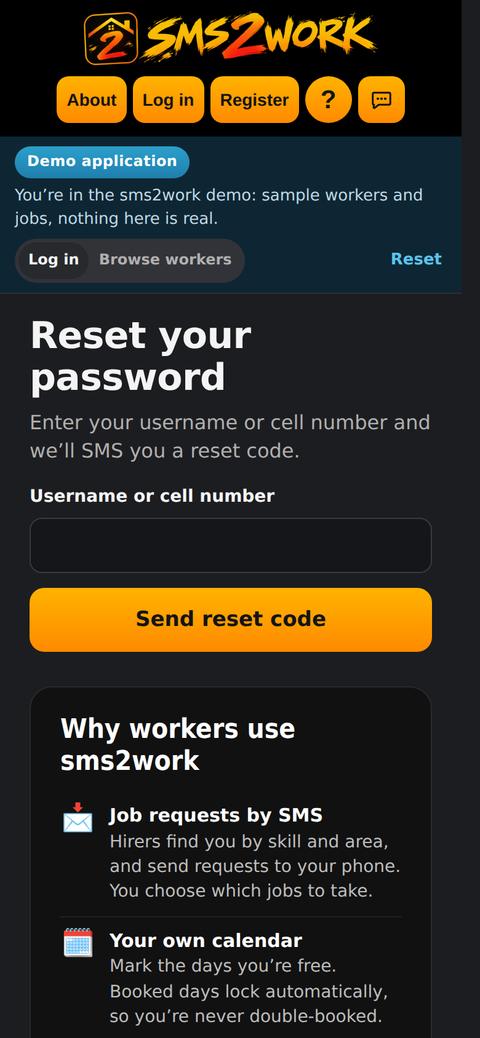 Screen: Forgotten password